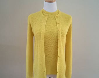1970's Vintage Lemon Yellow Twin Set/Hooper