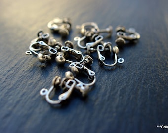 2 pair 13 mm silver tone clips