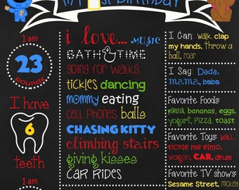 Personalized Sesame Street Birthday Chalkboard sign