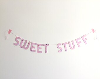 Sweet Stuff wall banner on sprinkle paper