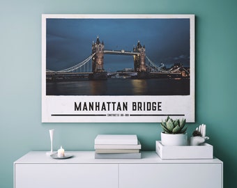 Manhattan Bridge/Famous sights poster Print