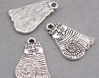 Cat Charms Antique Silver 6pcs pendant beads 13X20mm CM0214S