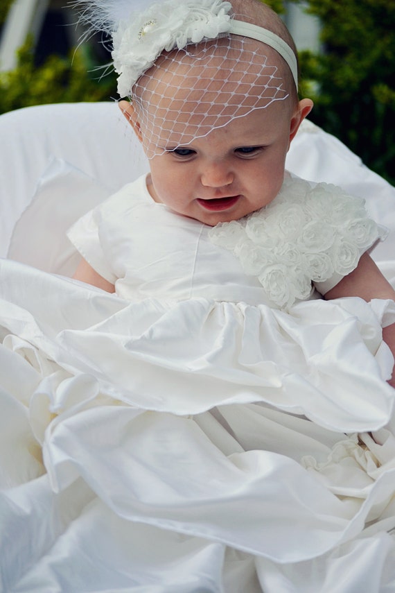 Items similar to Dupioni Silk Baby Girl Blessing Christening Dedication
