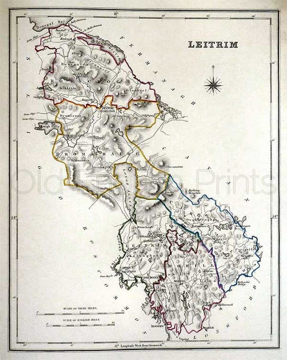 County Leitrim 1846 Antique Irish Map of Leitrim 8 x 10