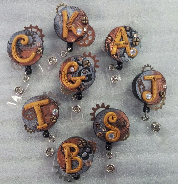 Items Similar To Steampunk ID Monogram Badge Reels