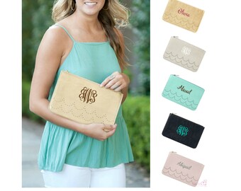 Monogrammed Clutch Purse Vegan Leather Handbag Personalized Clutch Monogrammed Handbag Vegan Leather Purse Clutch Handbag Mint Pink Gold