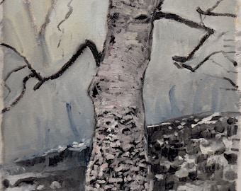 European Beech near the Metropolitan Museum of Art at Central Park, NYC Print of Painting