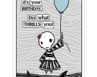 Ennui Birthday Thrill - GingerDead Goth / Alternative Greeting Card with Envelope - Comic,Humor