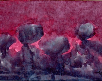 Watercolor painting on cardboard by Edgar Stoebel - Signed