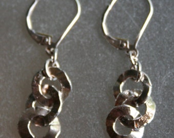 Forged Wavey Earrings Fine Silver