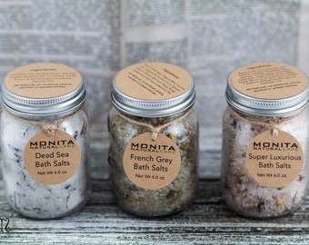 Bath Salts, Natural Bath Salts, Herbal Bath salts, French Grey Salt, Dead Sea Salt, Mediterranean Sea Salt, Himalayan Salt, Epsom salt