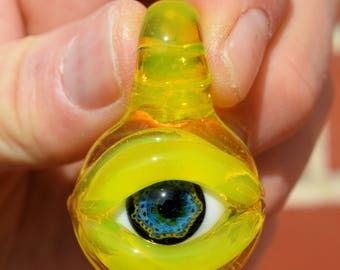 Boro simple uv reactive eyeball pendant