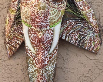 Bohemian elephant from palm frond