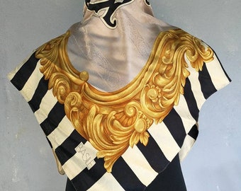 Free shipping!!Authentic Basile monogram pattern flower/golden color scarf/luxury design