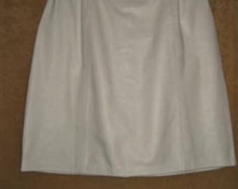 White Leather Skirt 80s Vintage
