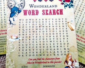 4 x Alice In Wonderland Themed Party Wordsearch Puzzles