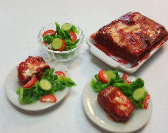 1:12 Lasagna dinner set miniatures dollhouse