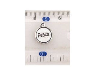 PEACE medal x 2 - Charm pendant-14 mm's.