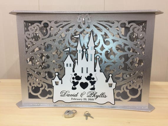 Mickey and Minnie Wedding Card Box Memory Box Disney castle