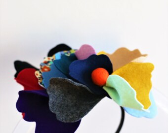Big Flower Headband. 100% wool felt.