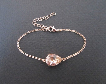 Rose Gold Swarovski Crystal Bracelet/Rose Gold Bracelet/Rose Gold Bridesmaid Jewelry/Vintage Rose Bracelet/ Vintage Rose Bridesmaid Bracelet