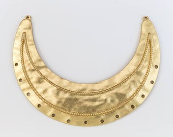 84mm Matte Gold 2 Loop Curved Collar Pendant with 13 Holes #MFA164