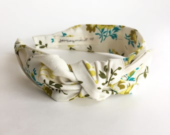 Cute bow Headbands for women narrow side knot headband Women's Fabric Headband side knot topknot bow Adult headband Woman feedsack flowers
