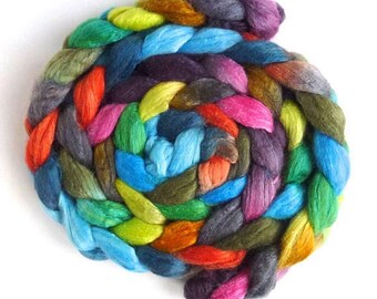 Florescence, Polwarth/Silk 60/40 Roving - Handpainted Spinning or Felting Fiber
