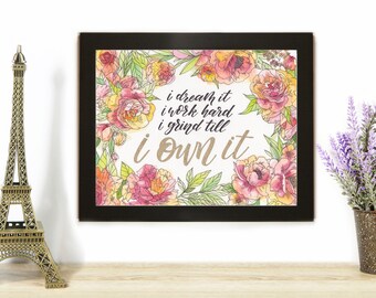 Beyonce "Formation" Lyrics Quote Watercolor Wall Art Print Version 2 *FREE SHIPPING*