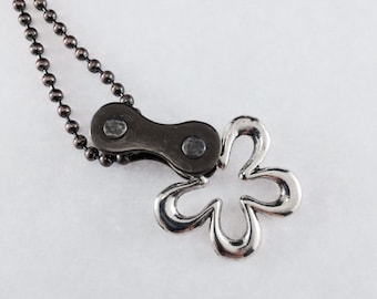 cycling bicycle chain flower necklace bike jewelry, bicycle necklace, metal flower bicycle jewelry