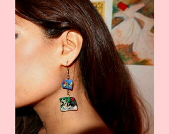 Japanese Forest // Statement Polymer Clay Earrings.