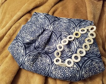 Blue & White Clutch-Wristlet