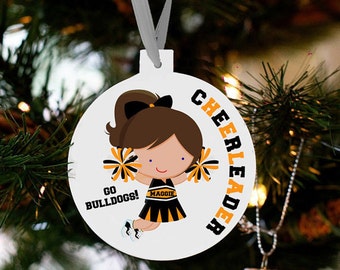 Cheerleader ornament - personalized custom cheer Christmas ornament CCO