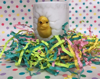 Vintage Chick Egg Cup, Easter Egg Cup, Easter Decoration, Milk Glass Egg Cup, Chick Painted Glass Egg Cup, Gift, Vintage Glass Egg Holder