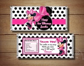 Items similar to Printable Minnie Mouse Candy Bar Wrapper, Happy ...