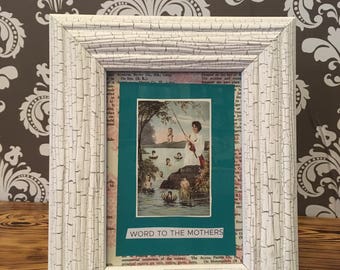Framed Decoupage Mother and Babies