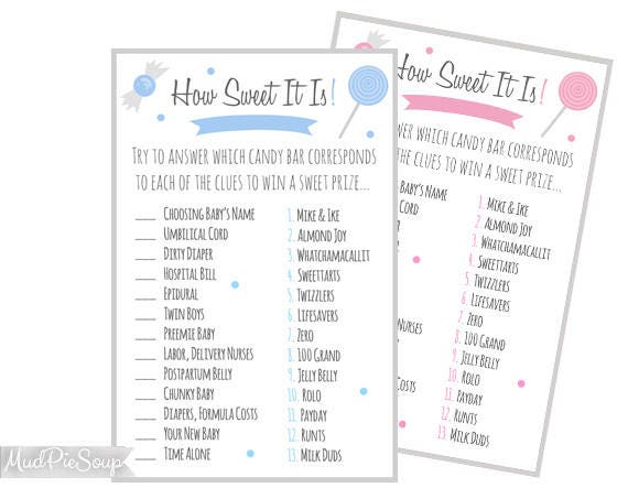 Printable Baby Shower Candy Bar Game How Sweet It Is / Pink