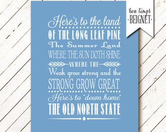 North Carolina State Toast - Printable Instant Download - 8x10, 11x14, and 16x20