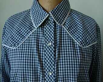 Vintage Miss Fashionability Brand Western Shirt - "Checkered Past" - SALE