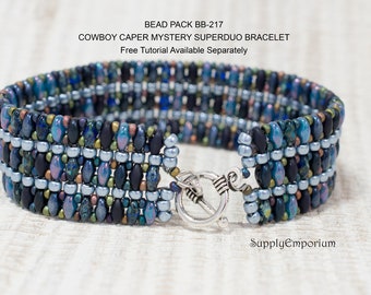 Bead Pack BB- 217 Cowboy Caper 'Mystery Superduo' Bracelet - Tutorial Available Separately, Bead Pack BB217 Mystery Superduo Bracelet
