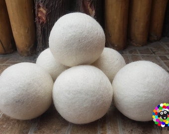 Wool Dryer Balls 6 Pc Extra Large Balls. Handmade, Natural and Ecofriendly