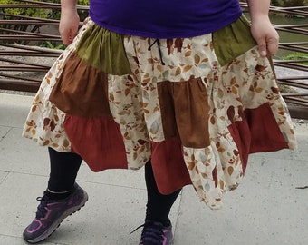 Custom colorful tiered skirt, knee length, with pockets
