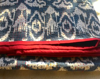 Ikat Print Handmade Kantha Quilt / Throw/ Blanket / coverlet/ light quilt/ India boho/ hippie/ chic/ housewarming/ tribal/ ikkat customized!