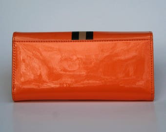 Womens Wallet, Leather Wallet, Orange Wallet, Orange Purse