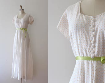 vintage 1940s gown // 40s sheer white and yellow maxi dress