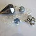 Arfvedsonite Pendulum, Labradorite Bead with Blue Flash, Sterling Chain, Blue Crystal Bead, Fluer de Lis Medal, Manifestation Stone