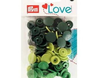 LOT 30 BUTTONS PRESSURES COLOR 12.4 MM 3 GREEN SNAPS