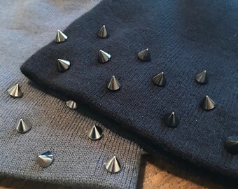 Spiked Slouchy Beanie, Studded Slouch Beanie, Grunge Hat, Beanie, Goth Apparel, Slouchy Hat, Gift for Him, Gift for Her, Personalized