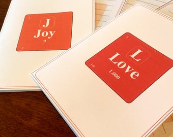 periodic table joy and love all occasion cards science chemistry digital download