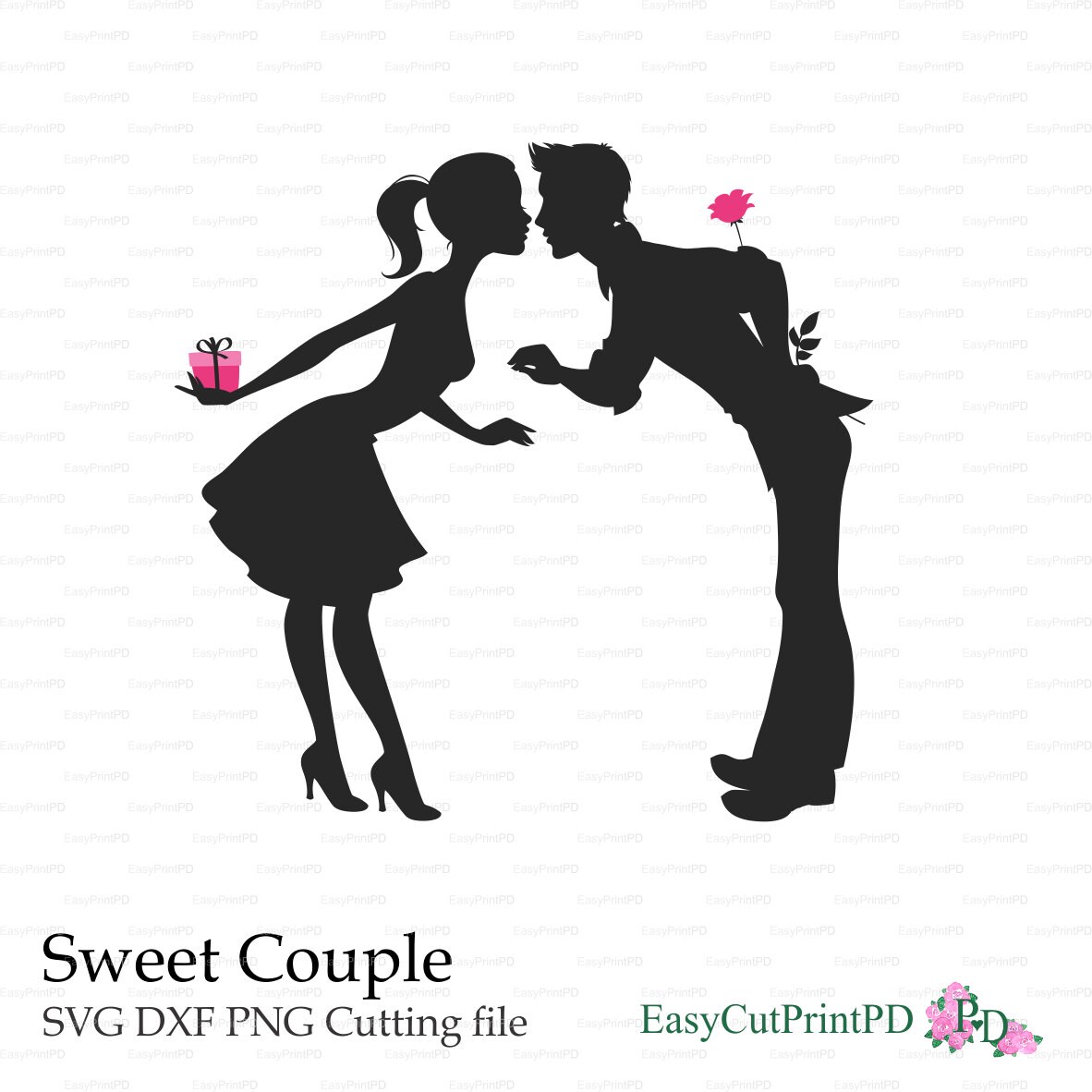 Download LOVE Sweet couple Valentine's Day lovers kisses paper cut